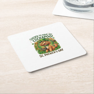Cockapoo St. Patrick's Day Glückshund Topf Gold Rechteckiger Pappuntersetzer