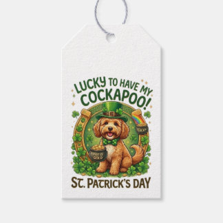 Cockapoo St. Patrick's Day Glückshund Topf mit Gol Geschenkanhänger