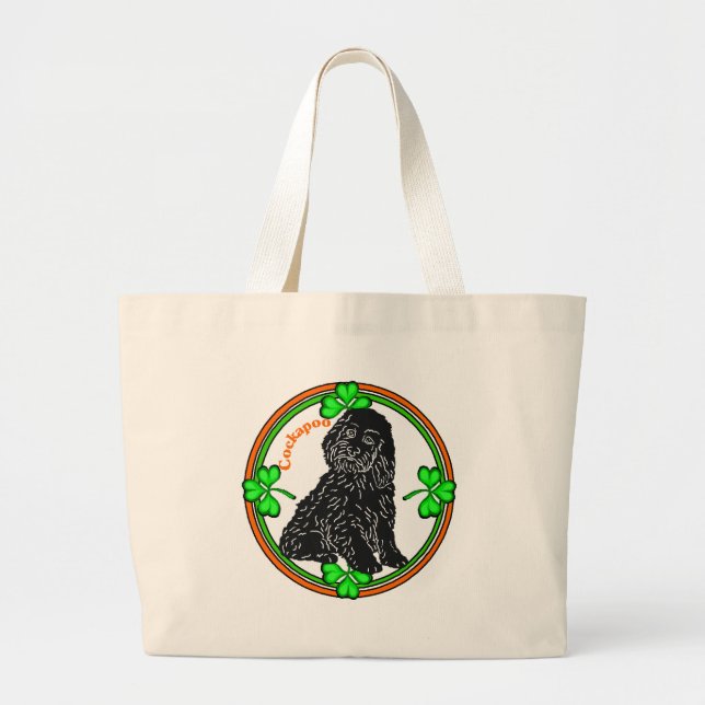 Cockapoo St Patrick's Day Jumbo Stoffbeutel (Vorne)