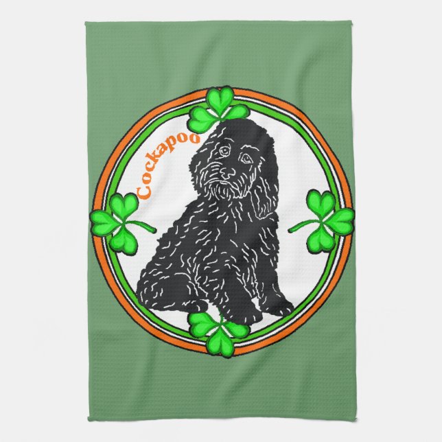 Cockapoo St Patrick's Day Küchentuch (Vertikal)