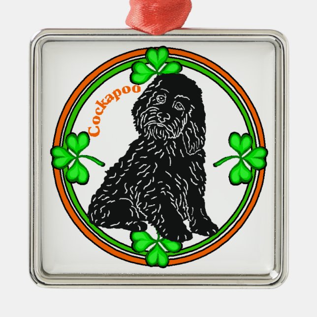 Cockapoo St Patrick's Day Silbernes Ornament (Vorne)
