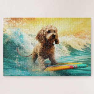 Cockapoo Strand Surfen Malerei