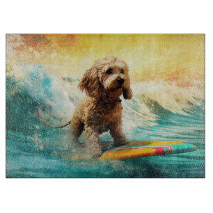 Cockapoo Strand Surfen Malerei Schneidebrett