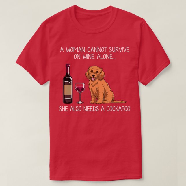 Cockapoo und Wein Der sonnige Hund  T-Shirt (Design vorne)