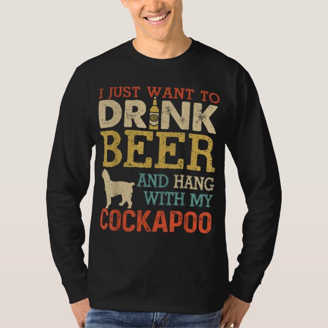 Cockapoo Vater Drink Bier Hang mit Hund Funny Men  T-Shirt (Vorderseite)