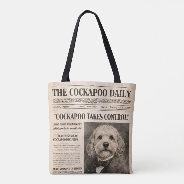 Cockapoo Vintage Zeitung  Tasche (Rückseite)