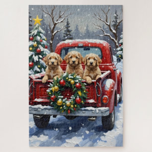 Cockapoo Weihnachten Rotes Lastwagen Urlaub