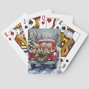 Cockapoo Weihnachten Rotes Lastwagen Urlaub Spielkarten