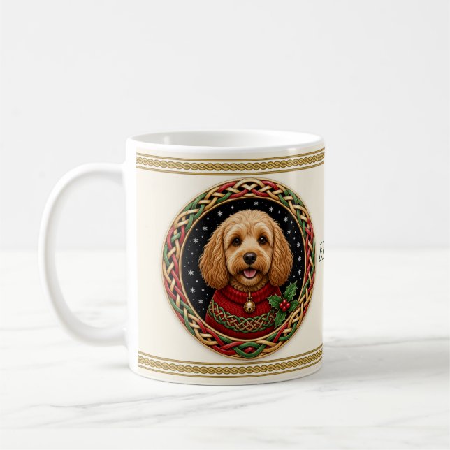 Cockapoo Weihnachts Hund personalisiert Kaffeetasse (Links)