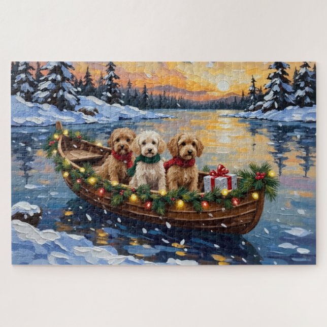 Cockapoo-Weihnachtsboot-Feiertag (Horizontal)