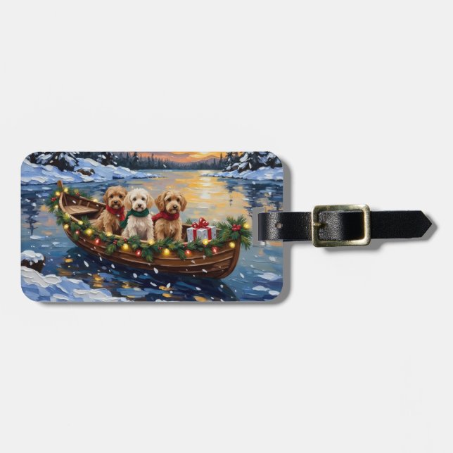 Cockapoo-Weihnachtsboot-Feiertag Gepäckanhänger (Vorderseite horizontal)