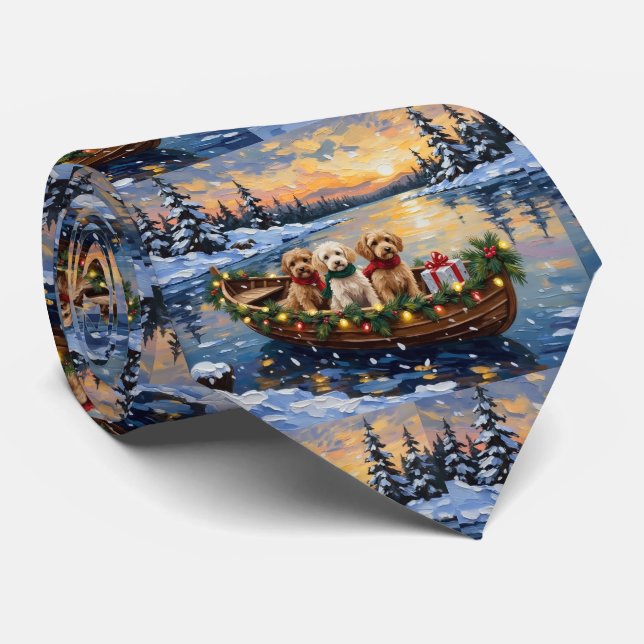 Cockapoo-Weihnachtsboot-Feiertag Krawatte (Gerollt)