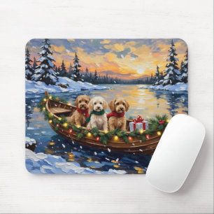 Cockapoo Weihnachtsboot-Feiertag Mousepad