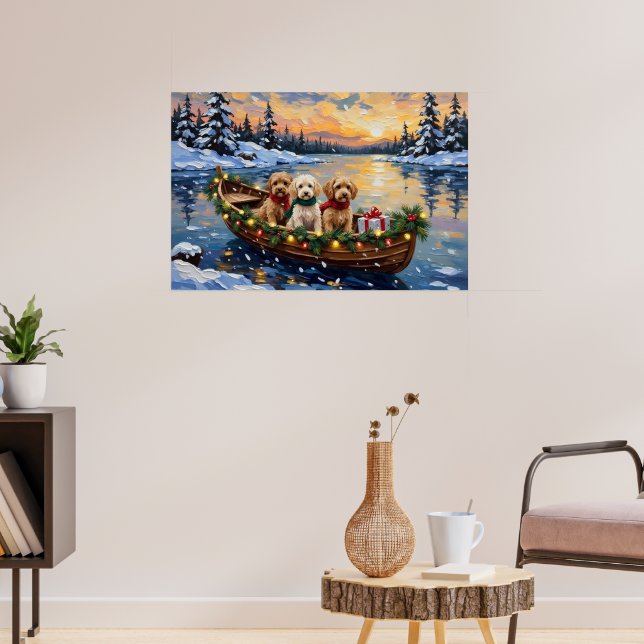 Cockapoo-Weihnachtsboot-Feiertag Poster (Wohnzimmer 3)