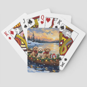 Cockapoo Weihnachtsboot-Feiertag Spielkarten