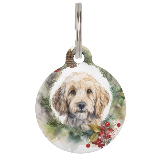 Cockapoo Weihnachtsfeier Festliche Jungfrau Haustiermarke (Vorderseite)