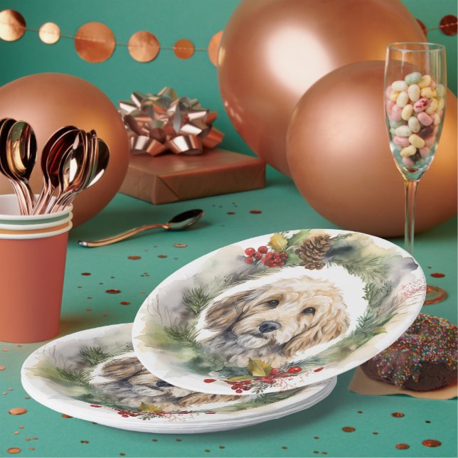Cockapoo Weihnachtsfeier Festliche Jungfrau Pappteller (Multi)