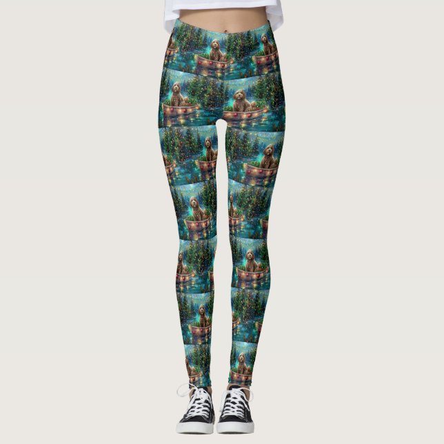 Cockapoo Weihnachtsfest Reise Leggings (Vorderseite)