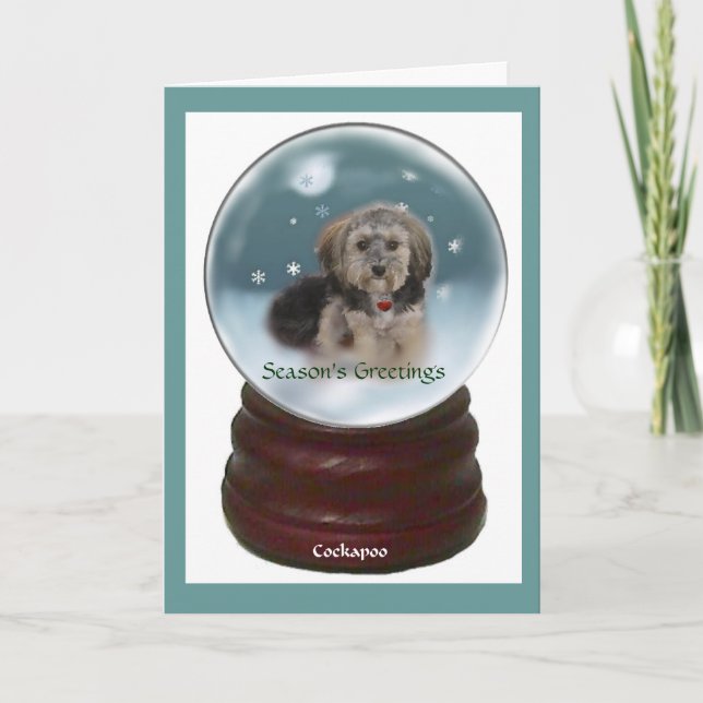 Cockapoo Weihnachtsgeschenke Feiertagskarte (Vorderseite)