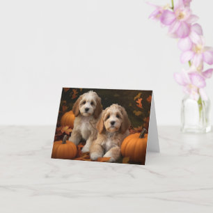 Cockapoo-Welpe Herbstfreude Kürbis Karte