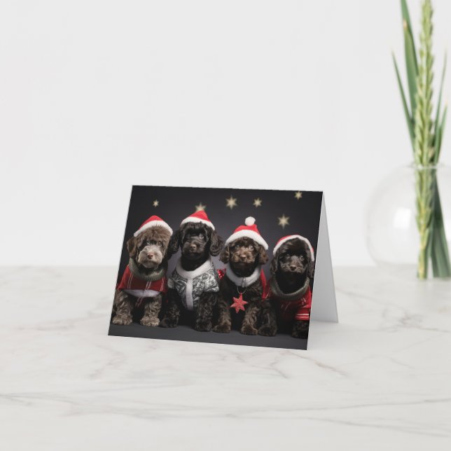 Cockapoo Welpen Weihnachtskarte Karte (Vorderseite)