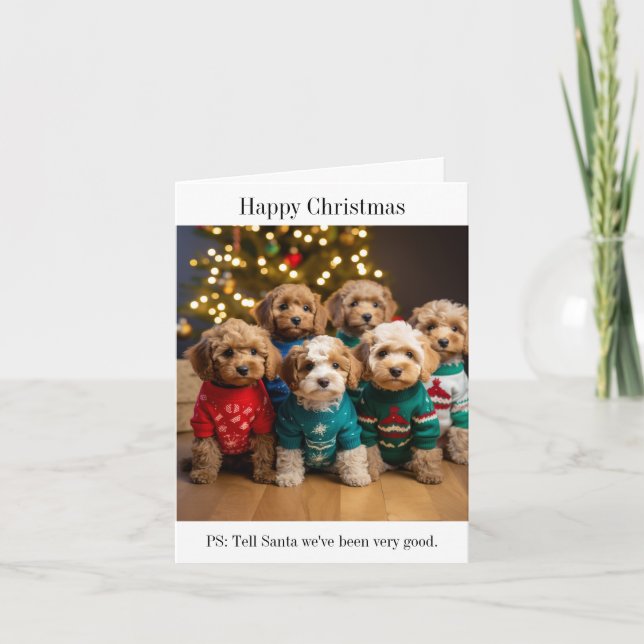 Cockapoo Welppy Little Weihnachtskarte Karte (Vorderseite)