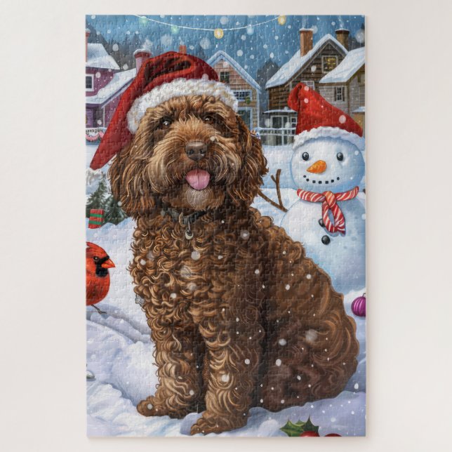 Cockapoo Winter Wonderland Weihnachtsfreude  (Vertikal)