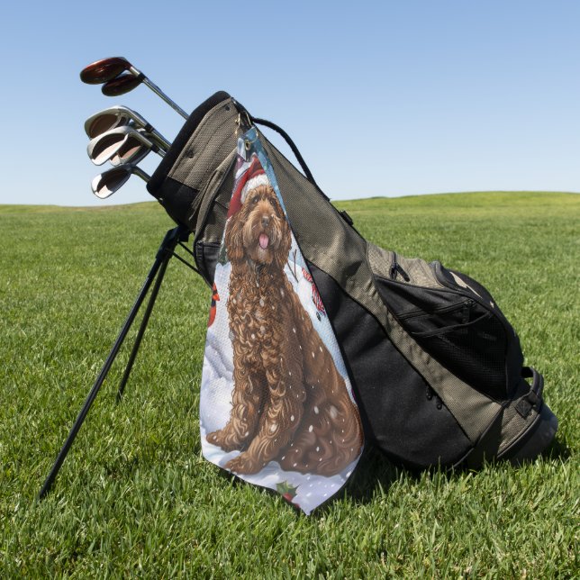 Cockapoo Winter Wunderland Weihnachtsfreuden Golfhandtuch (Gras)