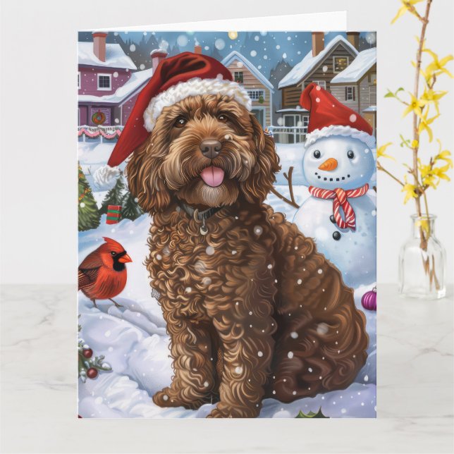 Cockapoo Winter Wunderland Weihnachtsfreuden Karte (Gelbe Blume)