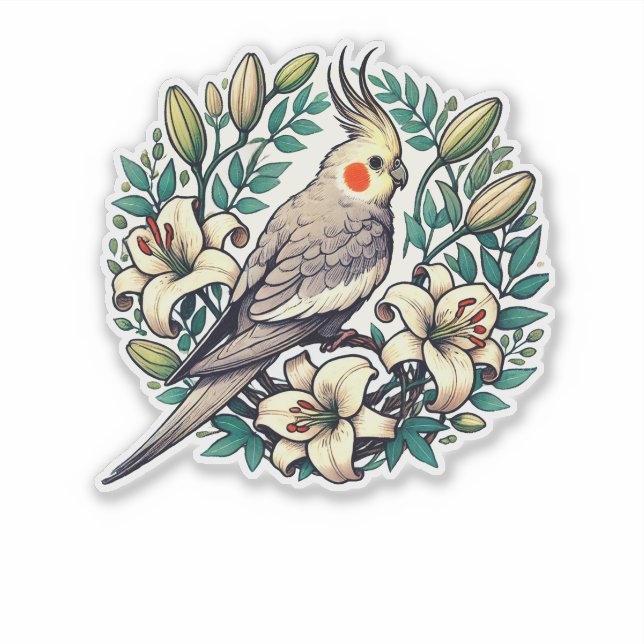 Cockatiel Bird Illustration Aufkleber (Vorderseite)