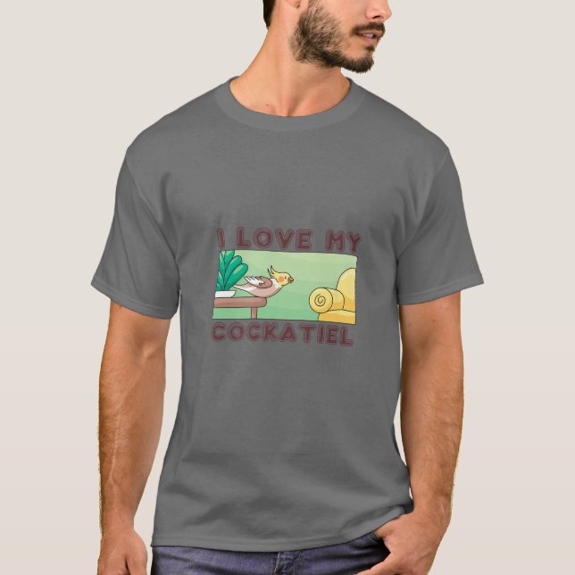 Cockatiel Bird Liebe Design Cockatiel Eigentümer T-Shirt (Vorderseite)