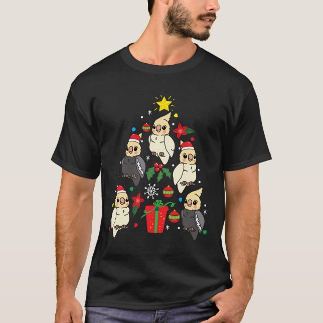 Cockatiel Christmas Ornament Tree Xmas Mama Vater  T-Shirt (Vorderseite)