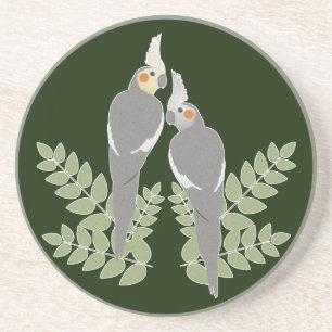 Cockatiel Couple Sandstein Untersetzer