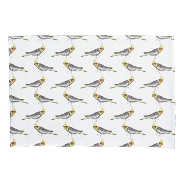 Cockatiel Frenzy Pillowcase (Farbe auswählen) Kissenbezug (Vorderseite-Links)