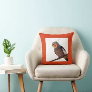 Cockatiel Graue und gelbe Vogelfotografie Kissen