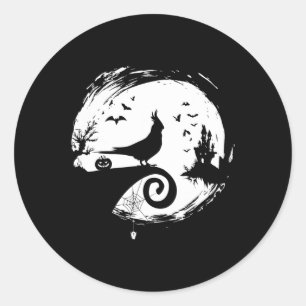 Cockatiel Halloween Kostüm Moon Silhouette Creepy Runder Aufkleber