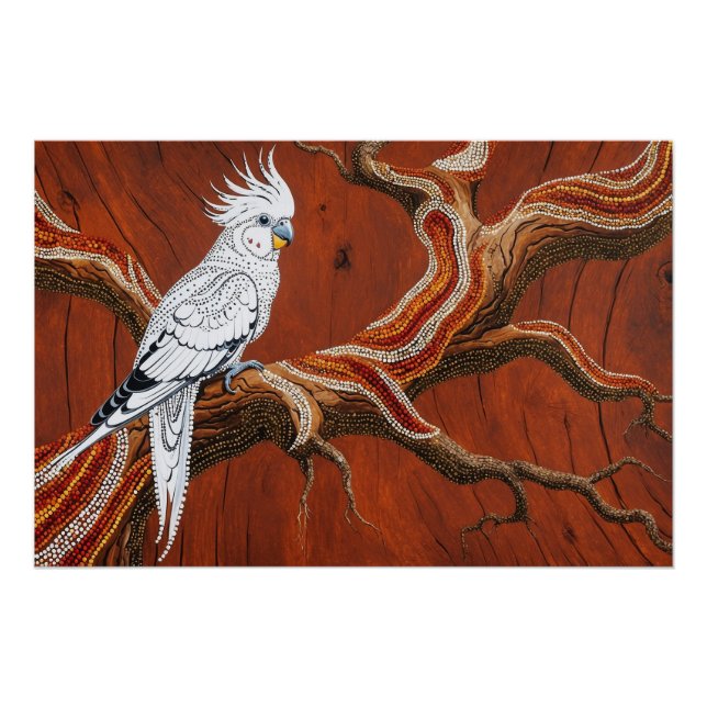 Cockatiel mit australischem Aborigine-Thema Poster (Vorderseite)