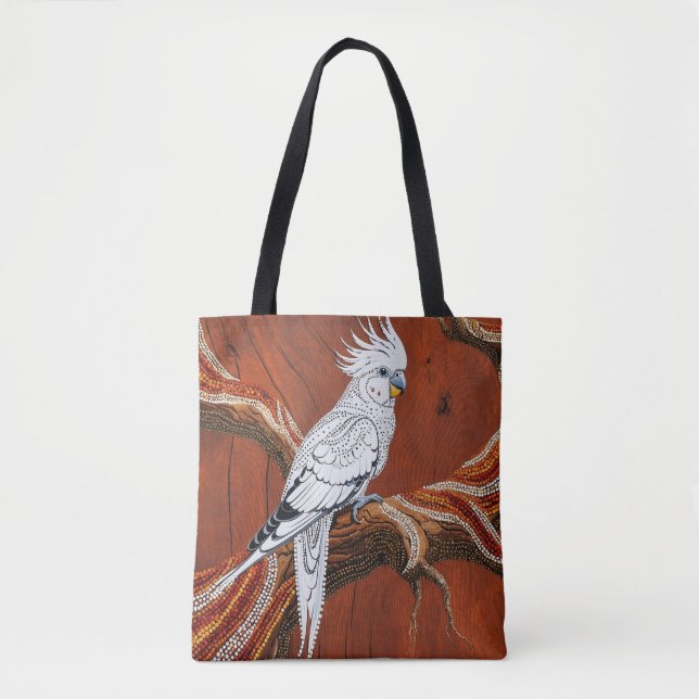 Cockatiel mit australischem Aborigine-Thema Tasche (Vorderseite)