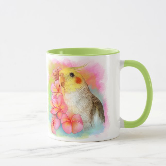 Cockatiel mit Frangipani Tasse (Rechts)