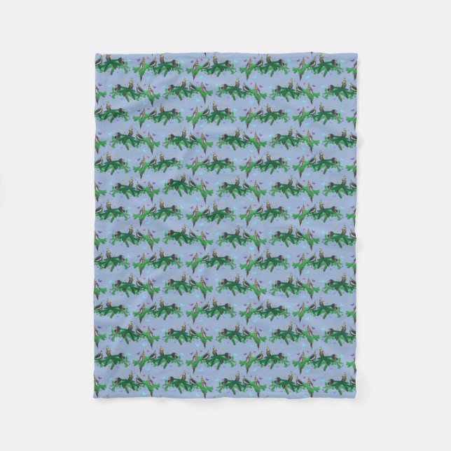 Cockatiel Party Fleece Blanket (Light Blue) (Vorderseite)