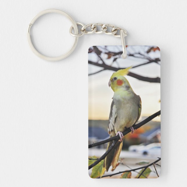 Cockatiel-Profil-Fotografie Schlüsselanhänger (Vorderseite)