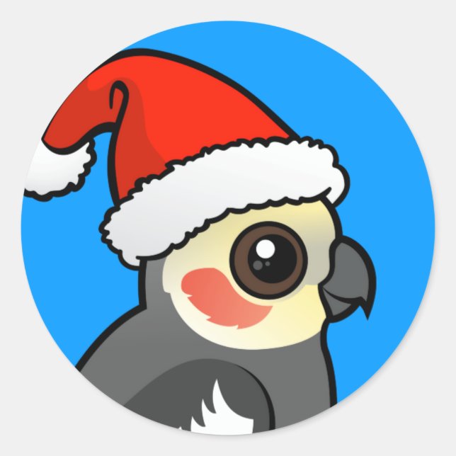 Cockatiel Santa Runder Aufkleber (Vorderseite)