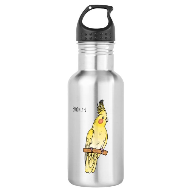 Cockatiel-Vogel-Cartoon Edelstahlflasche (Vorderseite)