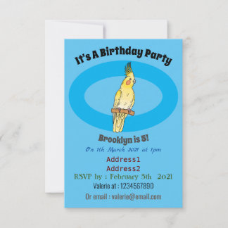 Cockatiel-Vogel-Cartoon Einladung