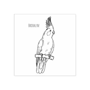 Cockatiel-Vogel-Cartoon Gummistempel