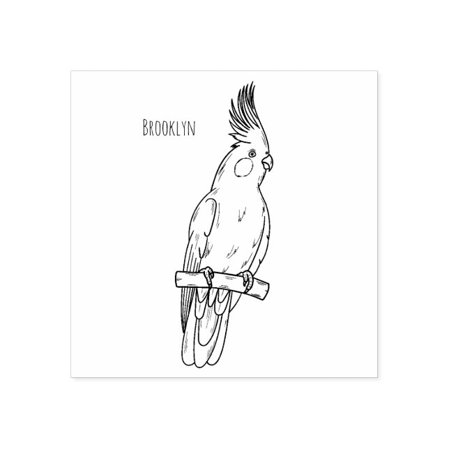 Cockatiel-Vogel-Cartoon Gummistempel (Prägung)
