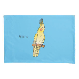 Cockatiel-Vogel-Cartoon Kissenbezug