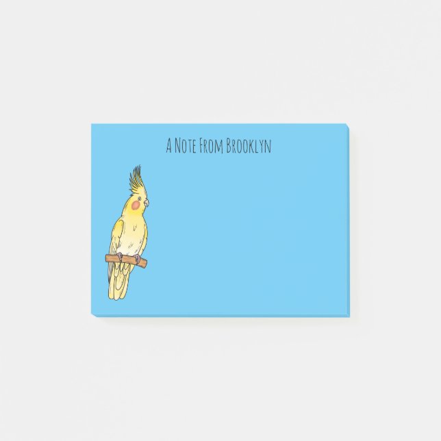 Cockatiel-Vogel-Cartoon Post-it Klebezettel (Vorderseite)