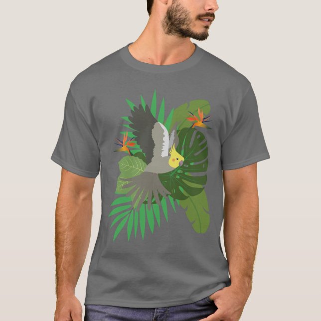 Cockatiel with leaves T-Shirt (Vorderseite)