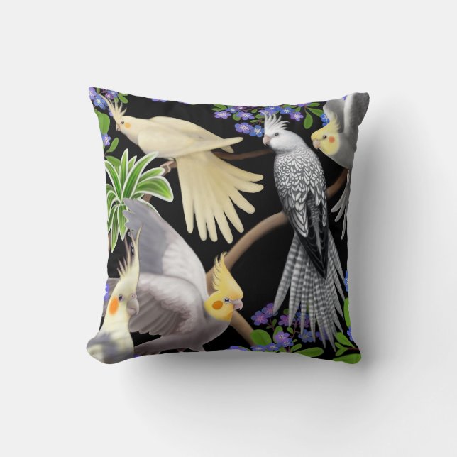 Cockatiels dans le coussin de myosotis des marais (Recto)